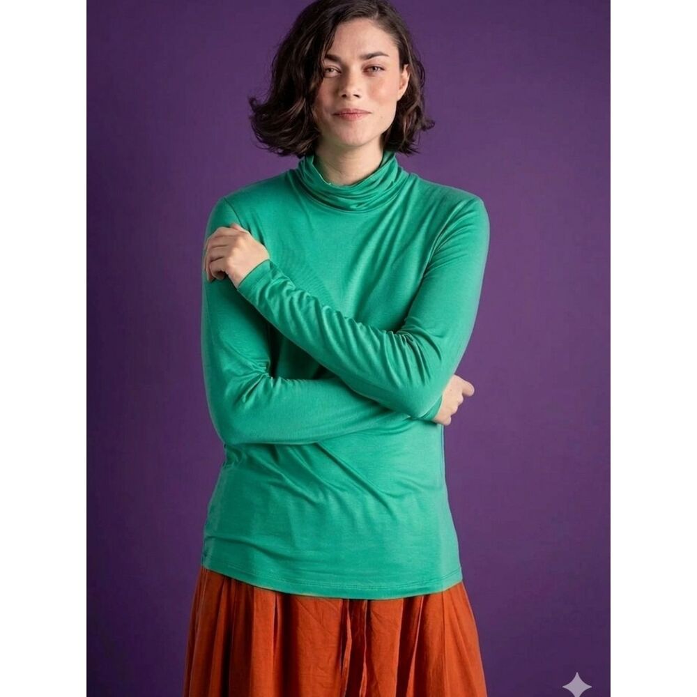 ​Gudrun Sjödén Jersey Turtleneck In Lotus Green